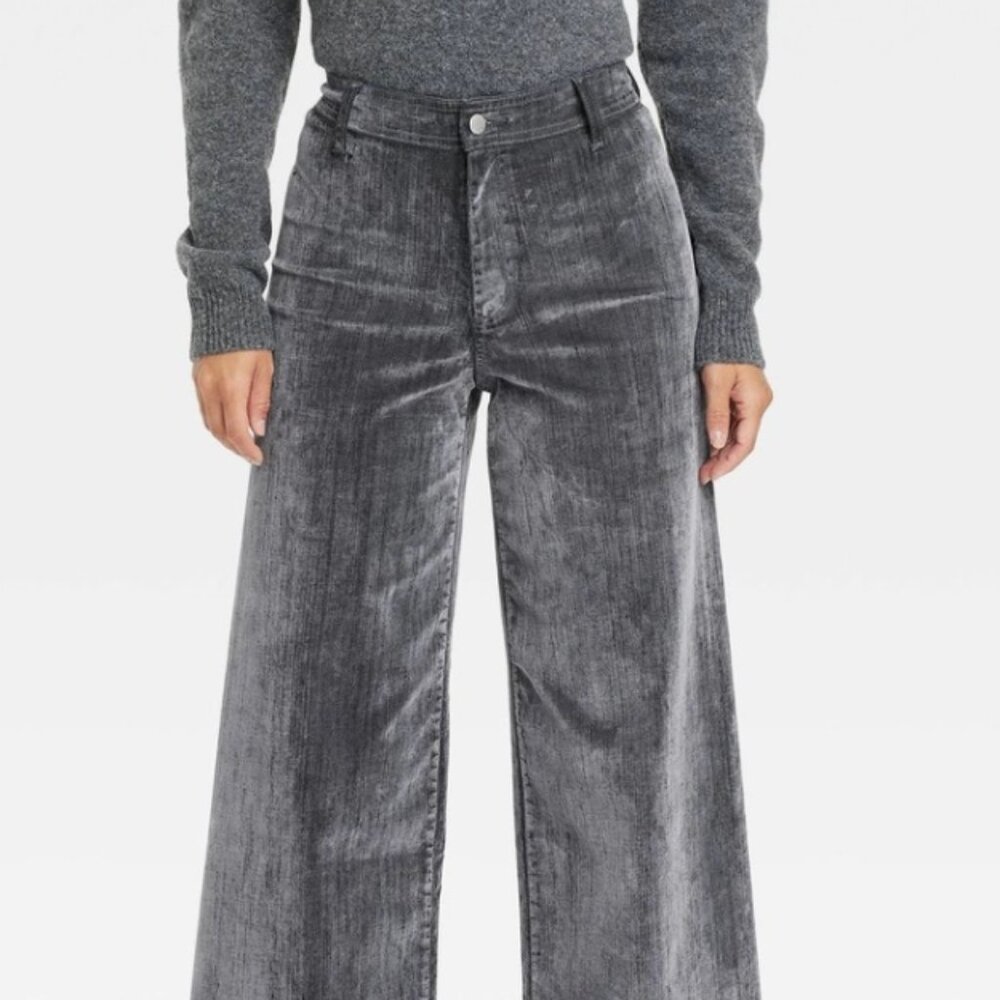 Women's High-Rise Holiday Flocked Sailor Wide Leg Ankle Jeans - Universal Thread